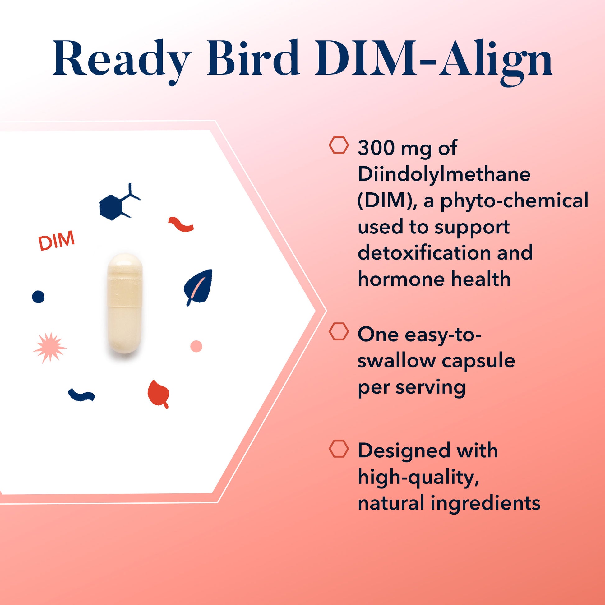 White pill labeled DIM-Align, designed to support estrogen metabolism and fertility goals.