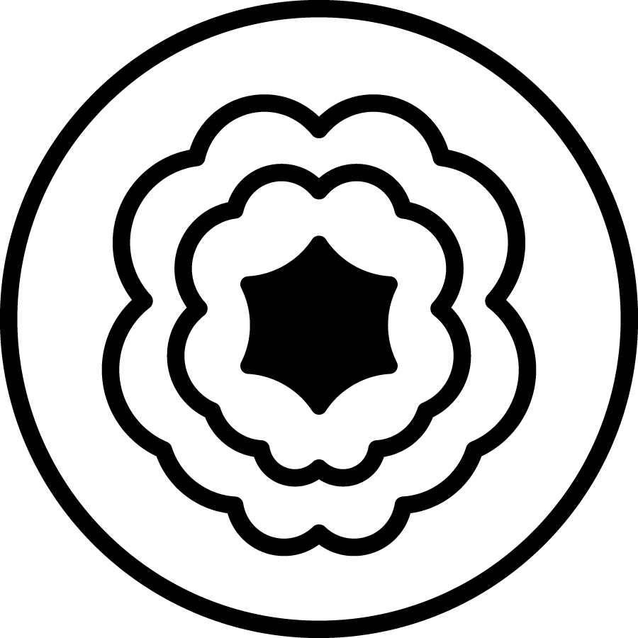 Black geometric pattern on a white background